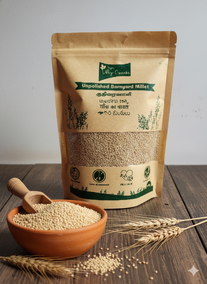 Unpolished Natural Barnyard Millet (Sanwa Rice) – குதிரைவாலி அரிசி